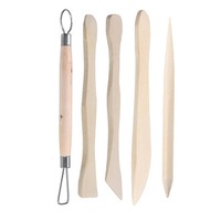 5Pcs Wooden Handle Pottery Ceramics Diy Tools Set Clay Sculpture Carving Tool