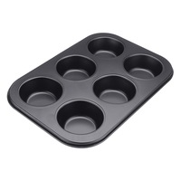 6Pc Muffin Pan Baking Cooking Tray Mould Round Bake Cup Cake Gold/Black
