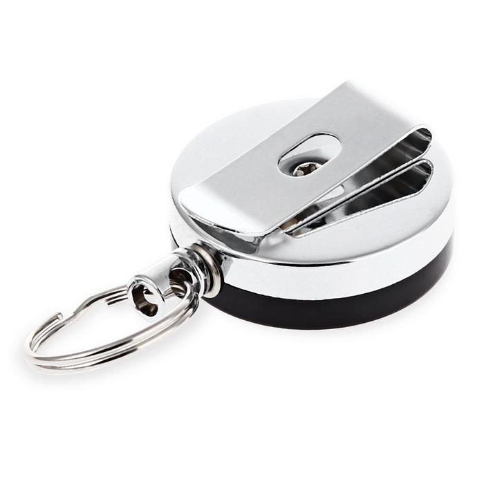 6Pcs Plastic Tool Belt Retractable Key Recoil Ring Pull Chain Clip Id Card Holder