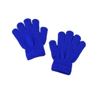6PCS Winter Warm Gloves Children Knitted Stretch Mittens Full Finger Glove One Size(Dake Blue)