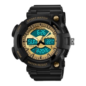 766 Sports Trend Outdoor Multi Functional Dual Display Time Watch Student Waterproof Electronic Male(Gold)