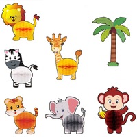 7Pcs Woodland Animal Honeycomb Center 3D Table Party Themed Decorations