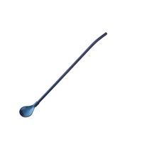 8s Stainless Steel Long Metal Drinking Straw Spoon With Cleaning Brush Tea Coffee Bar Kitchen Party Drink Accessories