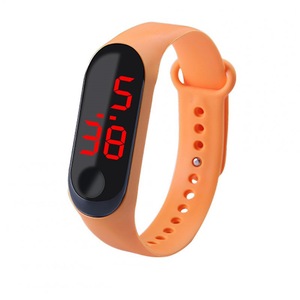 8 Pcs Fashion Student Couple Led Casual Sports Touch Electronic Watch Bracelet Trend Fashion Mesh Belt Orange