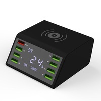 8 Port Usb Digital Display Intelligent Fast Charging Eu Us Uk Plug Wireless Charger Adapter For Huawei P30 Mate 20Pro Xiaomi Mi8 Mi9 S10 S10+