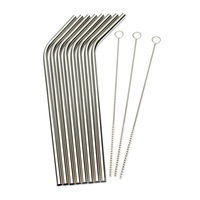 Cleaning Kit 8 Reusable Straw and 3 Brush Stainless Steel for 20Oz Yeti Rtic Tumbler Mug Cup