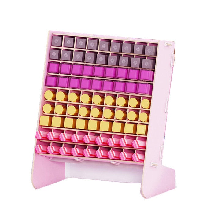 81 Grids Wooden Lipstick Desktop Storage Rack Nail Polish Organizer Display Pink