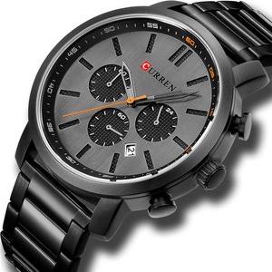8315 Chronograph Waterproof Quartz Watch Business Style Men Wristwatch Black-Black