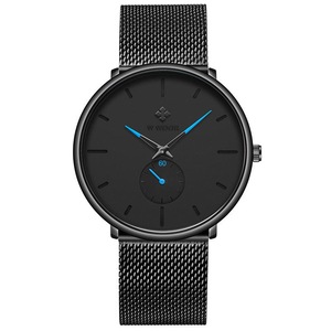 8855 Waterproof Ultra Thin Men Wrist Watch Black-Blue