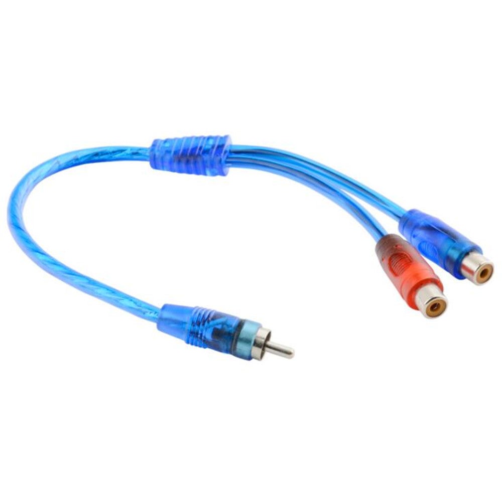8Pcs Car Av Audio Video 2 Female To 1 Male Aluminum Extension Cable Wiring Harness Cable Length: 30Cm