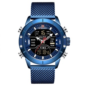9153 Business Style Led Dual Digital Wristwatch Waterproof Full Steel Quartz Watch 01