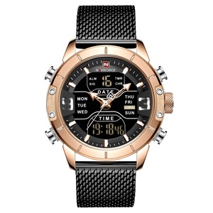 9153 Business Style Led Dual Digital Wristwatch Waterproof Full Steel Quartz Watch 03