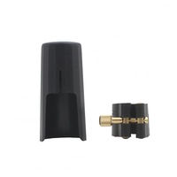 Alto Tenor Soprano Saxophone Mouthpiece Pu Leather Clamp Clip + Cap Sax Accessory Black