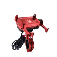 Aluminum Alloy Motorcycle Handlebar Qc 3.0 Usb Fast Charging Phone Holder For 3.5-6.5 Inch Smart Phone