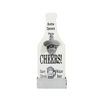 Beer Bottle Opener With Cap Catcher Wall Mounted Beer Coke Home Kitchen Bar Vintage White