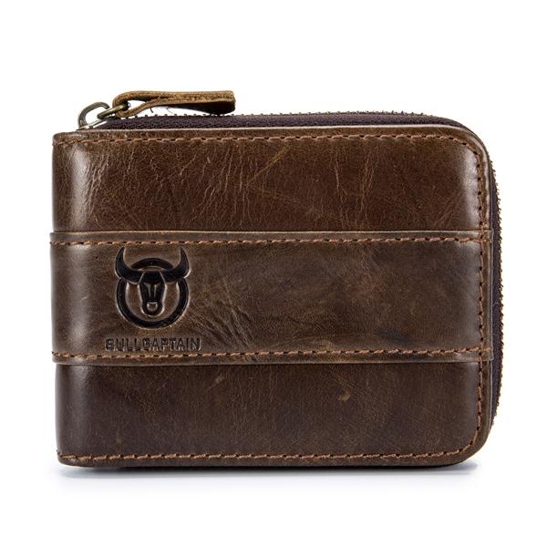 Bullcaptain Rfid Antimagnetic Vintage Leather 11 Card Slots Coin Bag For Men