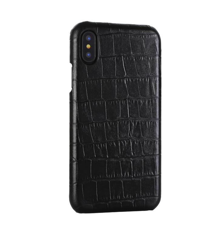 Business Style Crocodile Texture Shockproof Cowhide Protective Case For Iphone X / Xs (Black)