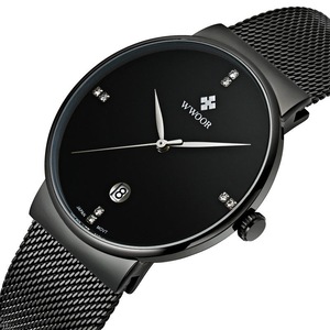 Business Style Mesh Steel Band Men Wristwatch Date Display Quartz Watch
