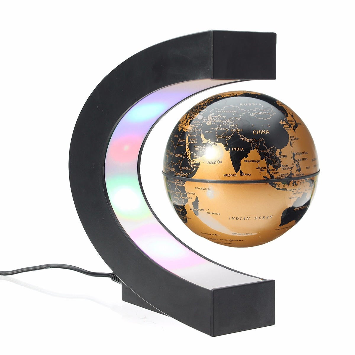 C Shape LED World Map Decoration Magnetic Levitation Floating Globe