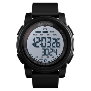 Calorie Pedometer Countdown Waterproof Luminous Sports Digital Watch Men Black White Colour