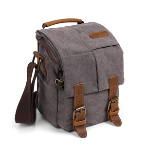 Canvas With Leather Water Resistant Casual Travel Camera Bag