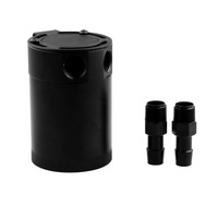 Car Universal Compact Baffled Oil Catch Can 2-Port(Black)
