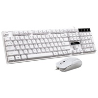 Chasing Leopard Q17 104 Keys Usb Wired Suspension Gaming Office Keyboard + Wired Symmetrical Mouse Set(White)