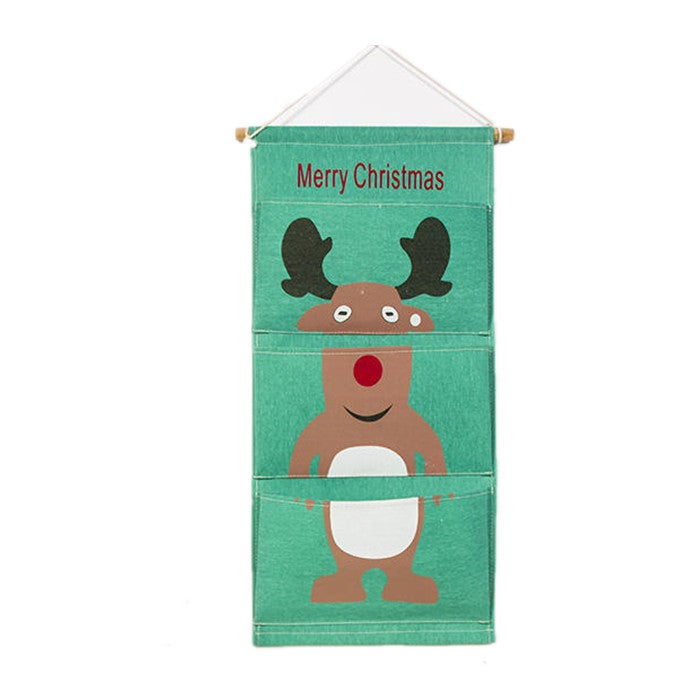 Christmas 3 Grid Hanging Bag Pocket Wardrobe Wall-Mounted Multi-Layer Parts Storage Box B Specification
