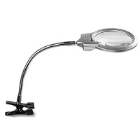Clip Type Magnifier W/ Led Light Reading Handle Magnifying Glass Flexible Metal