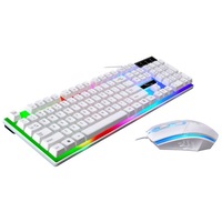 Colorful Backlit Standard Keyboard 104 Keys Usb Ergonomic Gaming Keyboards And Mouse Combos White
