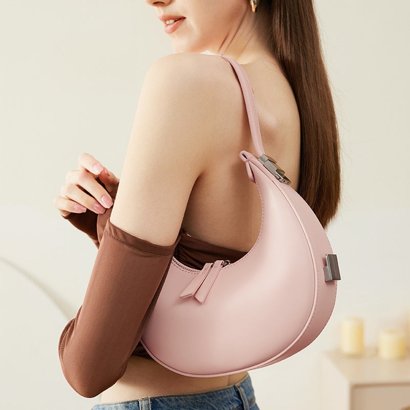 Crescent Leather Small Bag Underarm Bag Moon Bag Portable Shoulder Bag