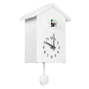 Cuckoo Quartz Wall Clock Modern Bird Home Living Room Hanging Watch Office Decor White