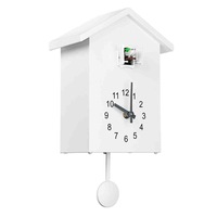 Cuckoo Quartz Wall Clock Modern Bird Home Living Room Hanging Watch Office Decor White