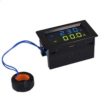D85-2042A Double Display Lcd Voltmeter Ammeter Digital Display Ac Voltage Meter Ac Current Meter Ac80-500V Ac0-100.0A Black
