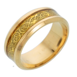 Dragon Scale Dragon Pattern Beveled Edges Celtic Rings Jewelry Wedding Band for MenGold-11
