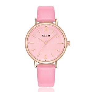 Fashion Simple Style Leather Strap Women Quartz Watch Pink Colour