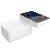 Foldable Design Quick Charge 3.0 4 Usb Type-C Usb Eu Charger Station Hub With Led Display