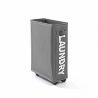 Folding Dirty Clothes Baskets With Wheels Organizer Home Storage Laundry Hamper Lightgray