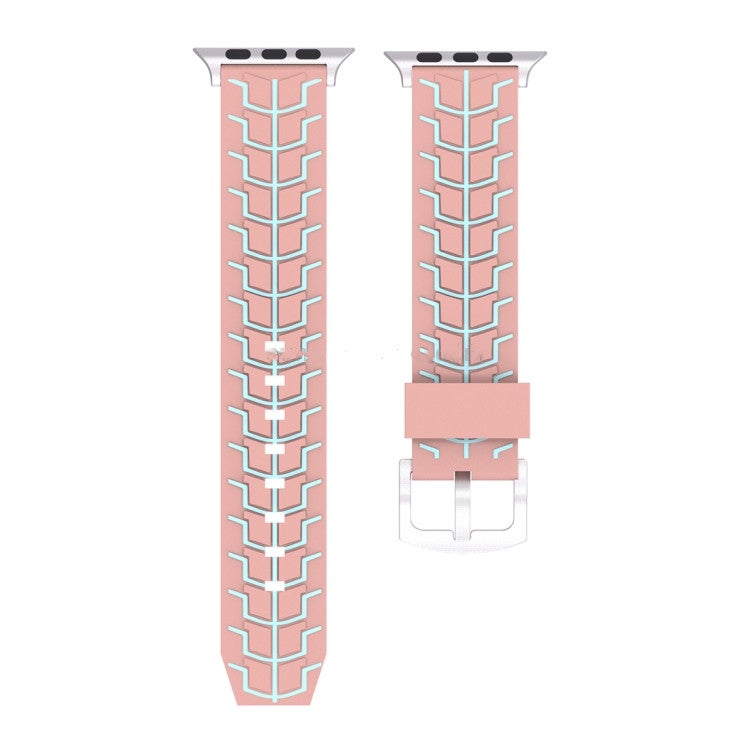 For Apple Watch Series 3 & 2 & 1 38mm Fashion Fishbone Pattern Silicone Watch Strap(Pink)