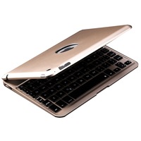 For Ipad Mini 4 Foldable Aluminium Alloy Wireless Bluetooth Backlight Keyboard(Gold)
