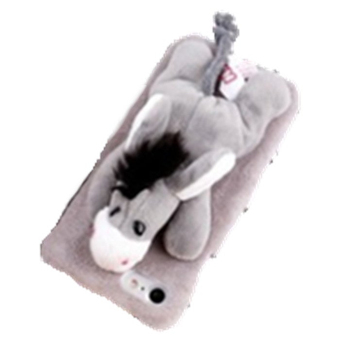 For Iphone 6 Plus and 6S Plus Fashion Plush Lovely Donkey Doll Toy Back Cover Protective Case (Grey)