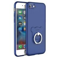 For Iphone 6 Plus and 6S Plus Tpu One-Piece Bear Dropproof Protective Case With Ring Holder(Black)