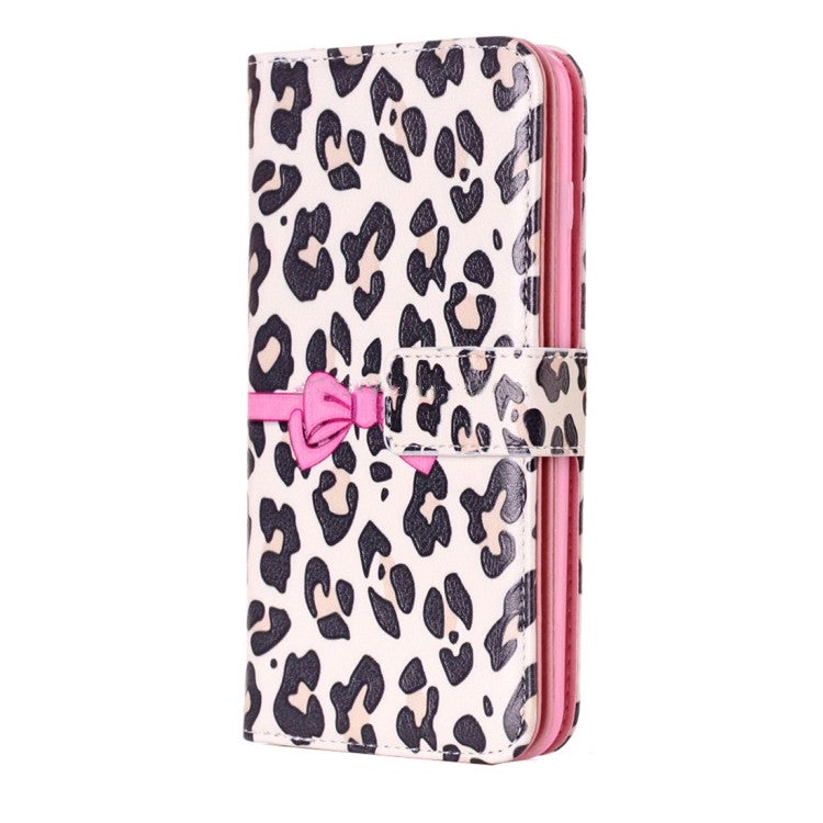 For Iphone 8 Plus and 7 Plus Leopard And Bowknot Pattern Horizontal Flip Leather Case With Holder and Card Slots and Wallet and Photo Frame