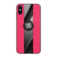 For Iphone Xs Max Stitching Cloth Texture Shockproof Tpu Protective Case With Ring Holder(Red)