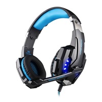 G9000 3.5Mm Game Gaming Headphone With Microphone Led Light For Laptop / Tablet / Mobile Phones(Blue + Black)