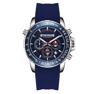 Gq6125A Multi Function Chronograph Men Sports Silicone Quartz Waterproof Men Watch(Blue)