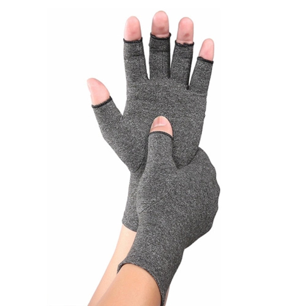 Gray A Pair Sports Breathable Health Care Half Finger Gloves Rehabilitation Training Arthritis Pressure Gloves Size:M