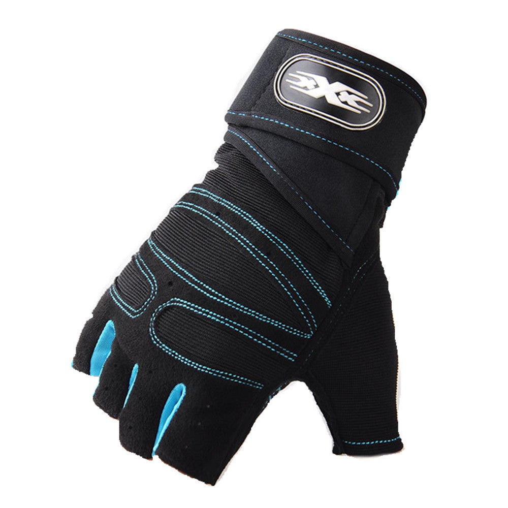 Gym Gloves Heavyweight Sports Exercise Weight Lifting Gloves Body Building Training Sport Fitness Gloves Size:M(Light blue)
