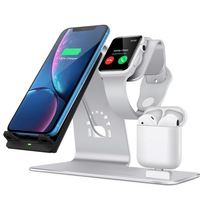 H05 Qi Standard 3 In 1 Wireless Fast Charging Charger For Apple and Iwatch and Airpods(Silver)