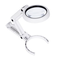 Handheld Foldable Lamp Illuminated Magnifier Magnifying Table 6 Led Lights Loupe Screen For Newspaper